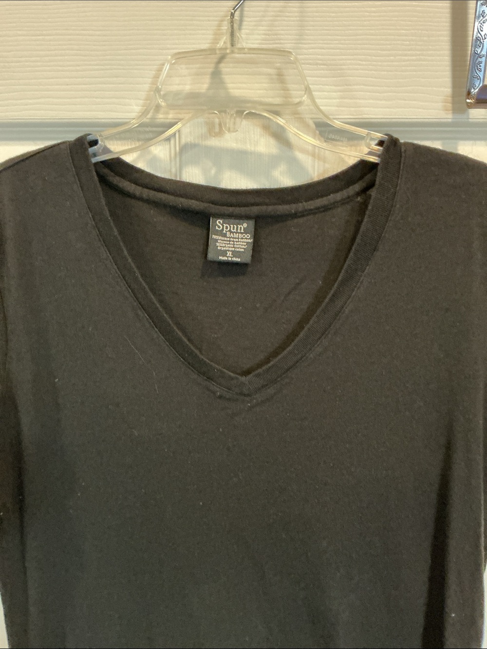 Spun Bamboo V-Neck Short Sleeve Women's Top - Picture 2 of 6